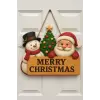 Yılbaşı Ahşap Kapı Süsü Noel Babalı Ahşap Kapı Yılbaşı Kapı Süsü Dış Mekan Süslemeleri Noel Çelengi (30-18 cm)