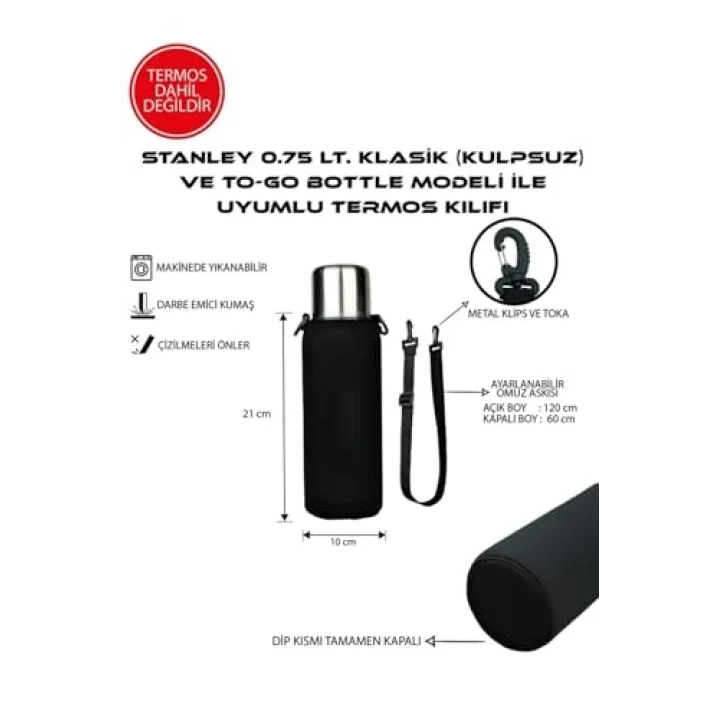 0.75 Lt. Klasik Kulpsuz Stanleye Uyumlu Omuz Askılı Termos Kılıfı