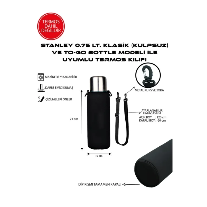 0.75 Lt. Klasik Kulpsuz Stanleye Uyumlu Omuz Askılı Termos Kılıfı