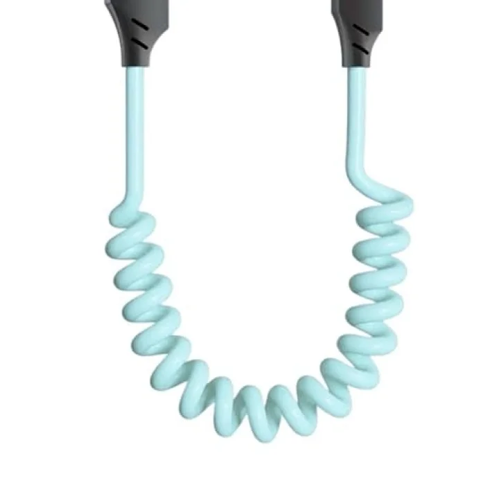 0860 USB Type-C Lightning 4ü 1 Arada 65W PD Hızlı Şarj Data Kablosu 1.5m Spiral Çevirici Akıllı Hibrit Bağlantı (4-in-1)