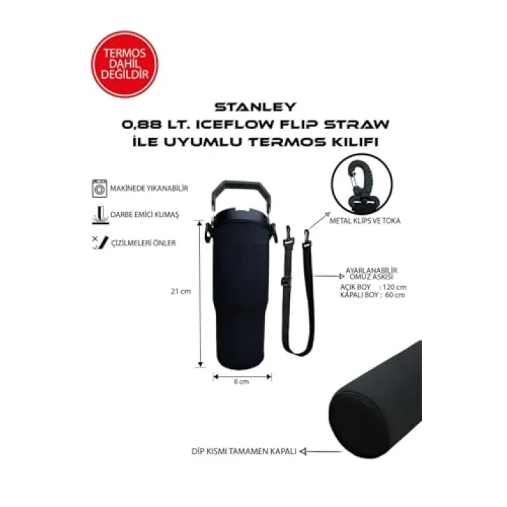 0.88 Lt. Iceflow Flip Straw Stanleye Uyumlu Omuz Askılı Termos Kılıfı