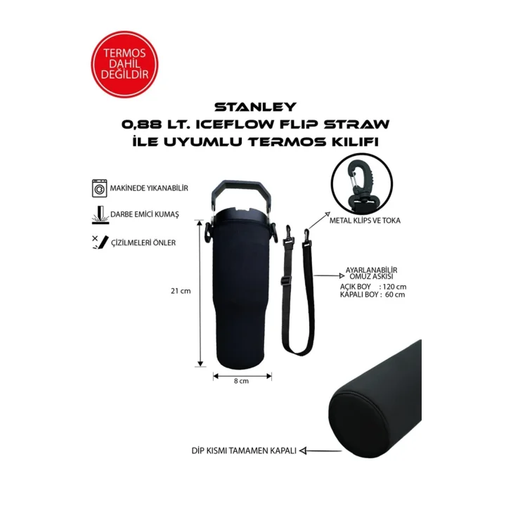 0.88 Lt. Iceflow Flip Straw Stanleye Uyumlu Omuz Askılı Termos Kılıfı