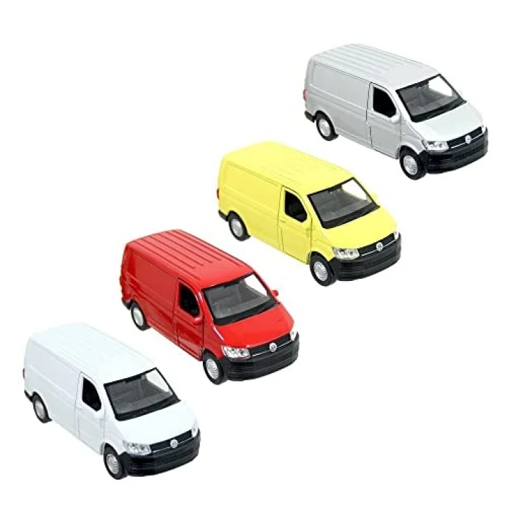1:38 Volkswagen Transporter T6 Van Çek Bırak Minibüs (Kırmızı)
