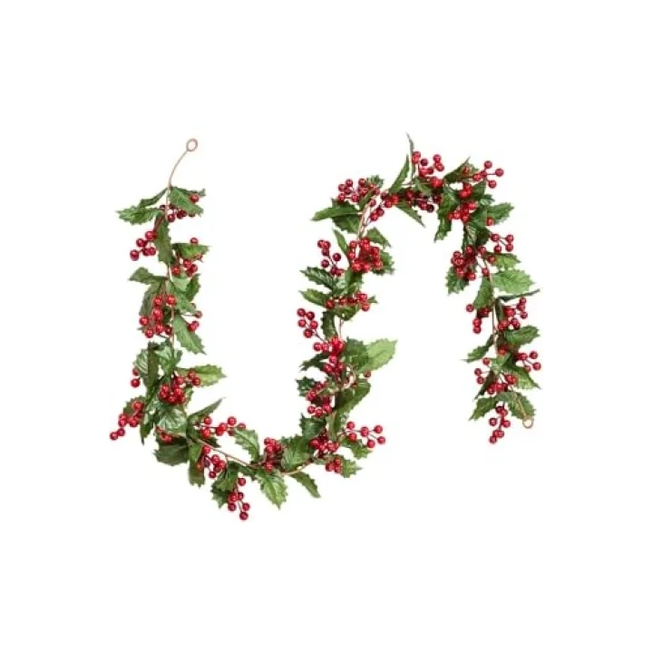 1 Adet Kokina Red Berry Yılbaşı Çelenk, Ev Şömine Parti Kış Noel Yılbaşı Süsü, Yeşil