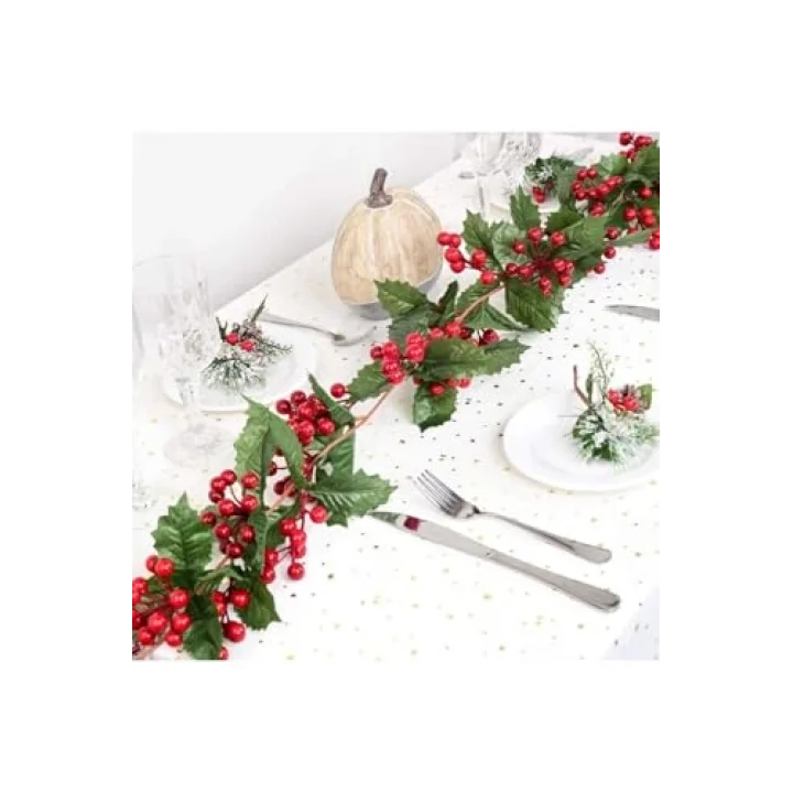 1 Adet Kokina Red Berry Yılbaşı Çelenk, Ev Şömine Parti Kış Noel Yılbaşı Süsü, Yeşil