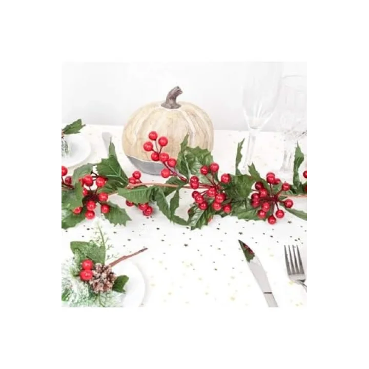 1 Adet Kokina Red Berry Yılbaşı Çelenk, Ev Şömine Parti Kış Noel Yılbaşı Süsü, Yeşil