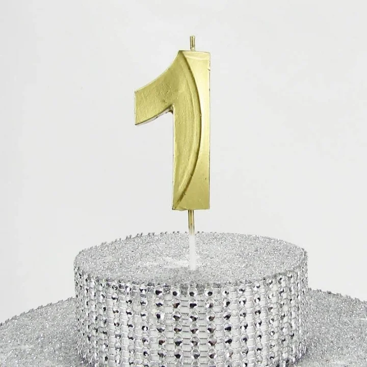 1 Bir Rakamlı Gold (Altın) Mum 6.5 Cm