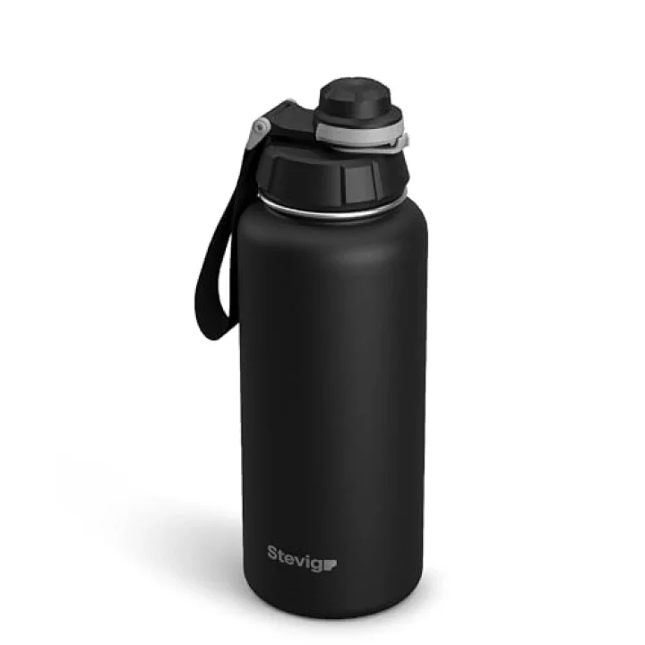 1 Hand Leak-Proof Sızdırmaz Çelik Termos 1000 Ml Black ST-210