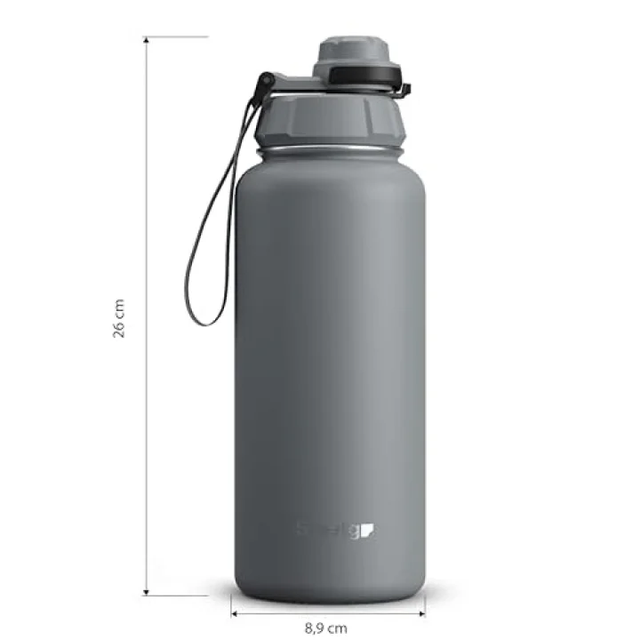 1 Hand Leak-Proof Sızdırmaz Çelik Termos 1000 Ml Grey ST-214