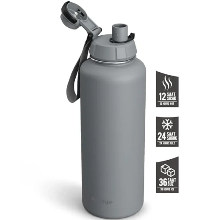 1 Hand Leak-Proof Sızdırmaz Çelik Termos 1500 Mililitre Grey ST-253