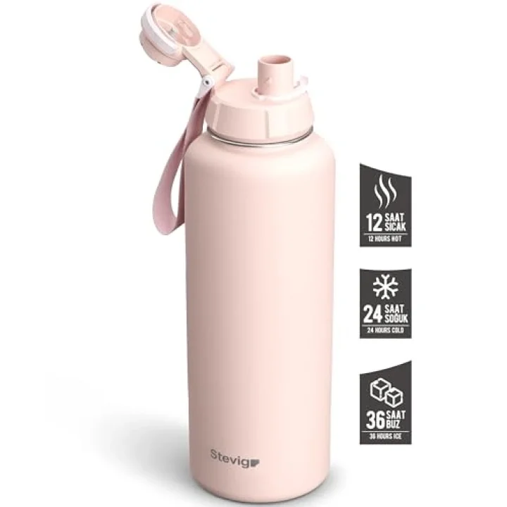 1 Hand Leak-Proof Sızdırmaz Çelik Termos 1500 ML Icy Pink ST-255