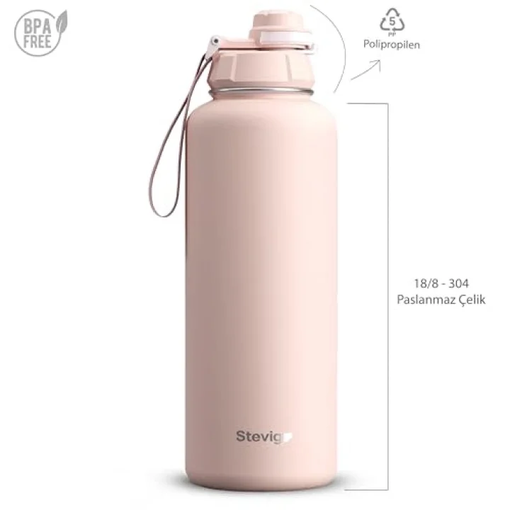 1 Hand Leak-Proof Sızdırmaz Çelik Termos 1500 ML Icy Pink ST-255