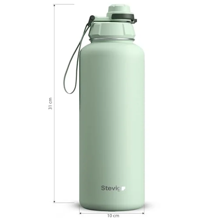 1 Hand Leak-Proof Sızdırmaz Çelik Termos 1500 ML Smoke Green ST-256