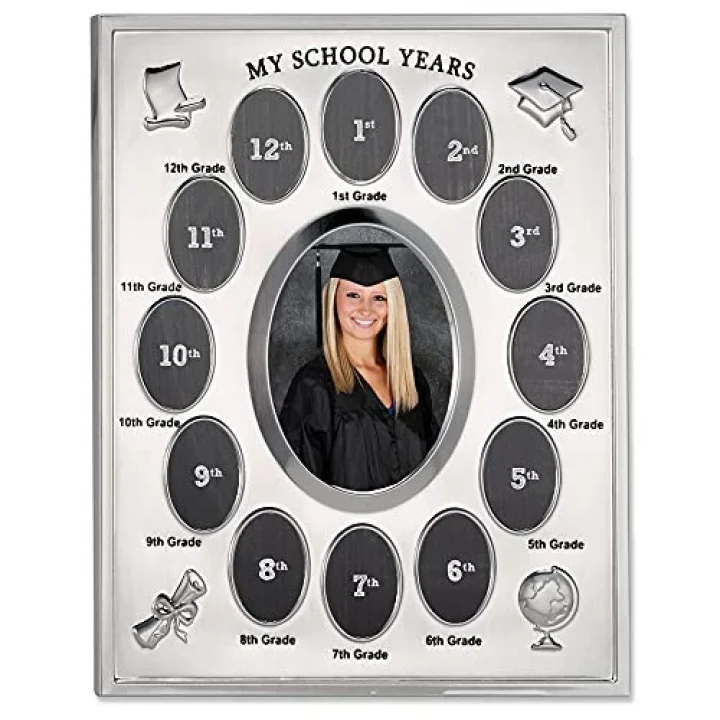 (1, Silver) - 835080 My School Years Silver Plated 8x10 Multi Picture Frame