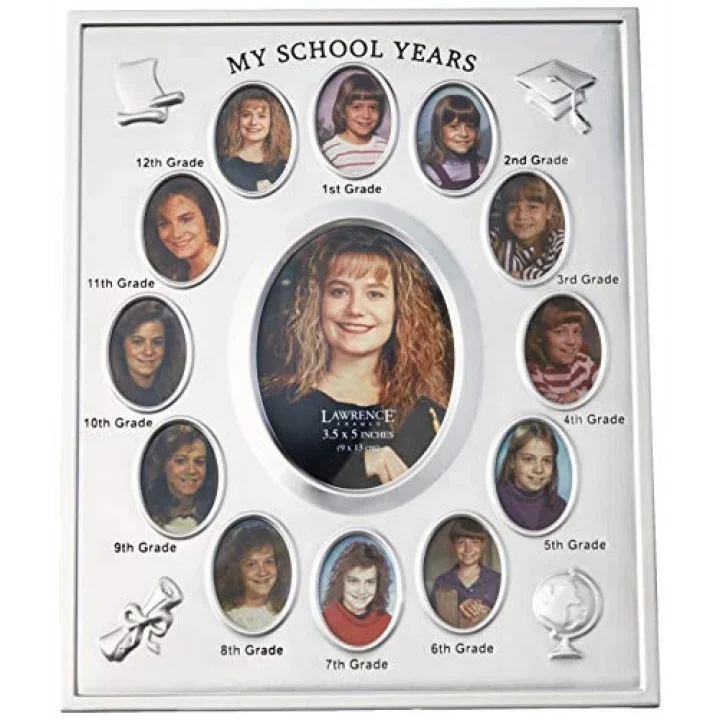(1, Silver) - 835080 My School Years Silver Plated 8x10 Multi Picture Frame