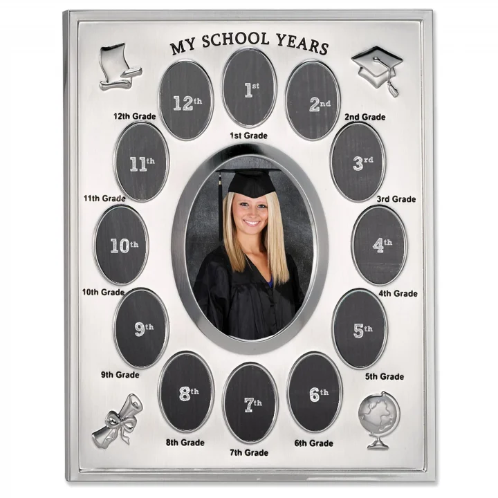 (1, Silver) - 835080 My School Years Silver Plated 8x10 Multi Picture Frame