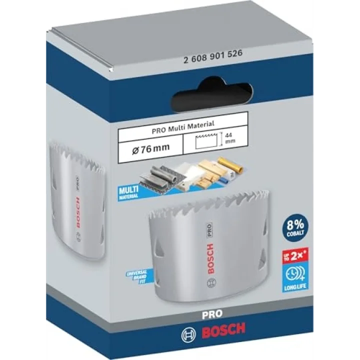 1 x PRO Multi Malzeme Delik Testeresi (Yumuşak Ahşap, Alçıpan Duvar için, Ø 76 mm, Profesyonel Aksesuar Matkap)