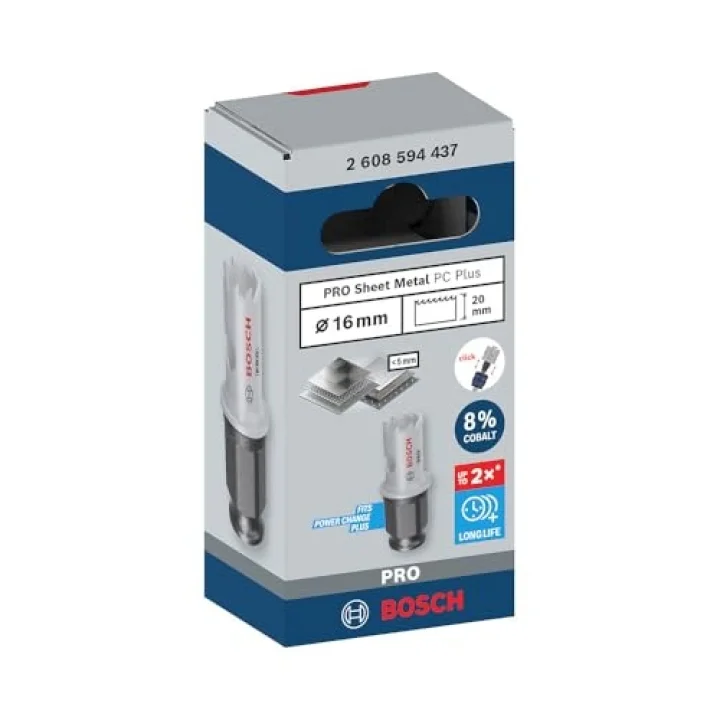 1 x Pro Sheet Metal Power Change Plus Delikli Testere (Paslanmaz Çelik Levhalar, Çelik Levhalar, Ø 16 mm, Profesyonel Aksesuar Döner Matkap/Sürücü)