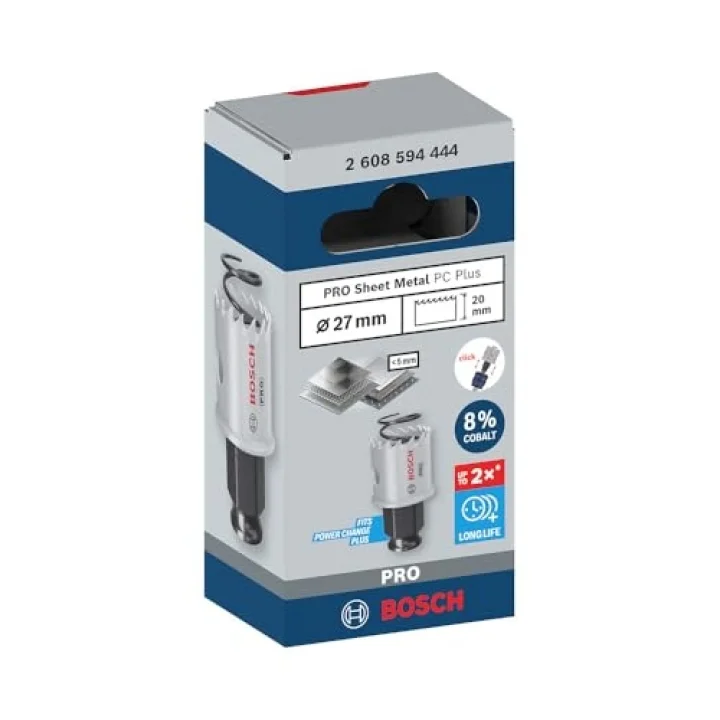 1 x Pro Sheet Metal Power Change Plus Delikli Testere (Paslanmaz Çelik Levhalar, Çelik Levhalar, Ø 27 mm, Profesyonel Aksesuar Döner Matkap/Sürücü)