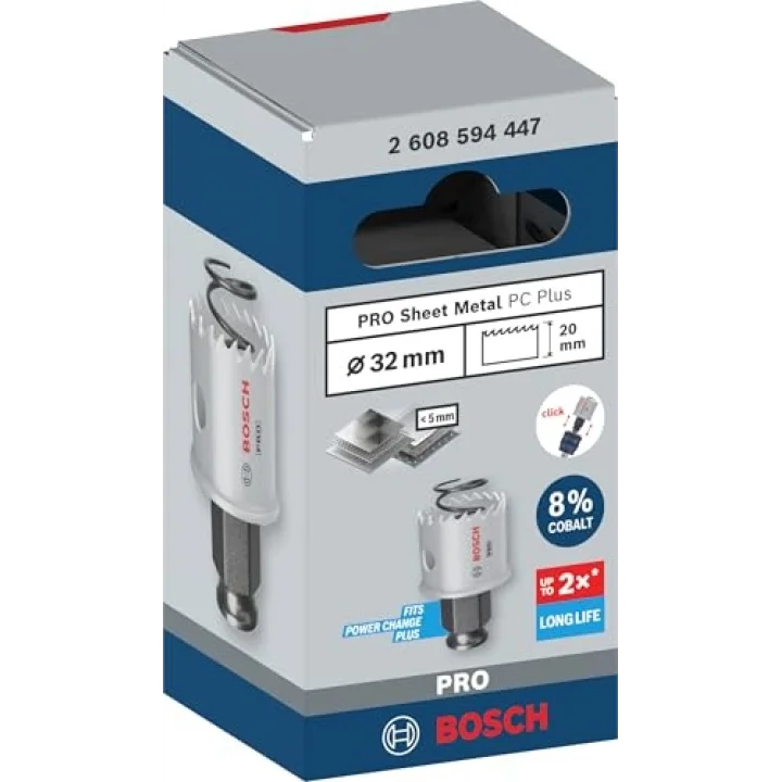 1 x Pro Sheet Metal Power Change Plus Delikli Testere (Paslanmaz Çelik Levhalar, Çelik Levhalar, Ø 32 mm, Profesyonel Aksesuar Döner Matkap/Sürücü)