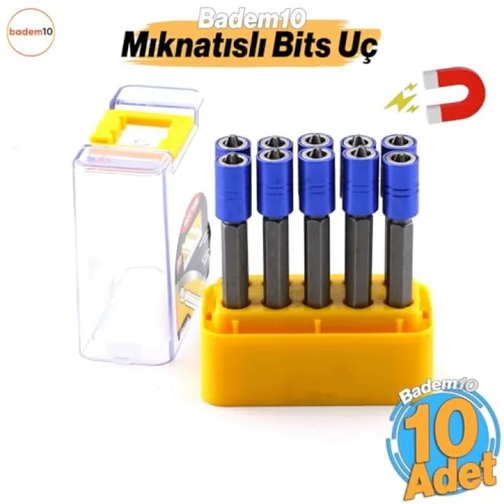 10 Adet Mıknatıslı Bits Uç PH2 65 mm Renkli Vida Tutucu Sökme Yıldız Matkap Vidalama Ucu S2 Çeliği