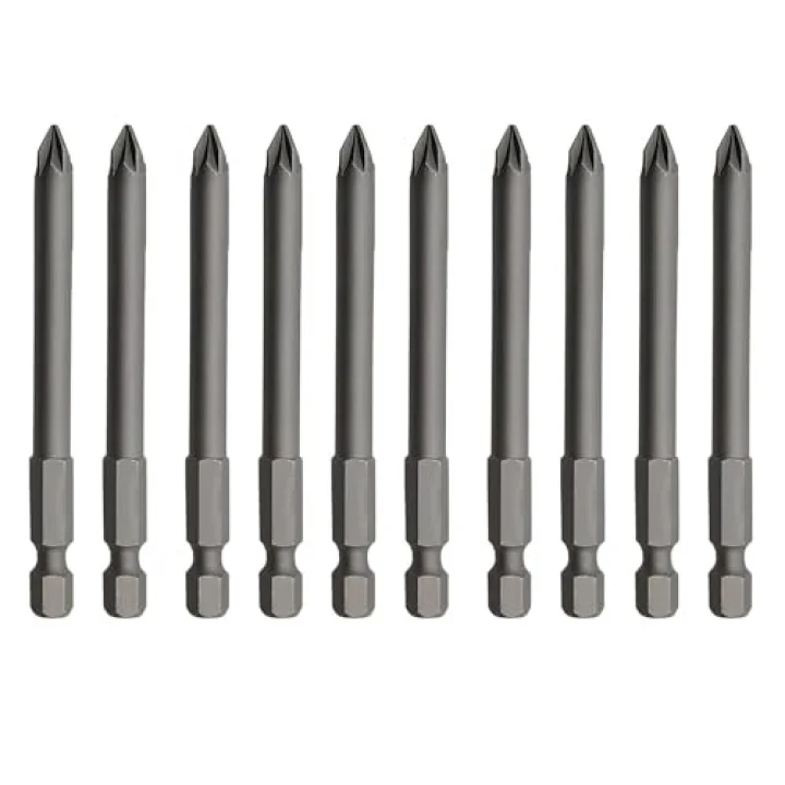 (10lu SET) Mıknatıslı Pozidriv Bits Uç PZ2 100 mm Kutulu Manyetik 1/4 Matkap Ucu 10 cm