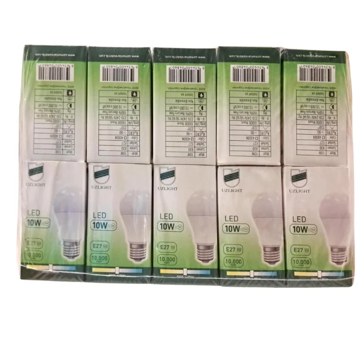 10lu Uzlight 10W A60 E27 4000K Gün Işığı Led Ampul