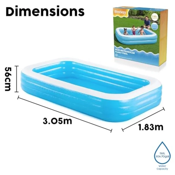 10 x 6 x 22/3.05m x 1.83m x 56 cm Blue Rectangular Pool