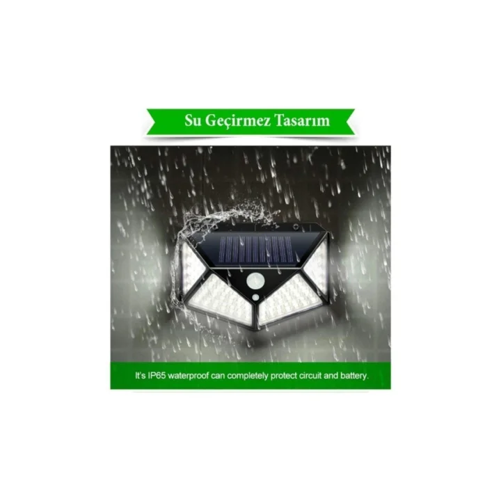 100 Led Dış Mekan Solar Aydınlatma Fotoselli Solar Lamba Hareket Sensörlü Güneş Enerjili Lamba