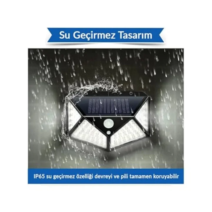 100 LEDli Güneş Enerjili Solar Duvar Apliği - 1200 Lümen Hareket Sensörlü 3 Modlu Bahçe Aydınlatması, Duvar Armatürü IP65 Su Geçirmez, 270° Geniş Açı, Siyah