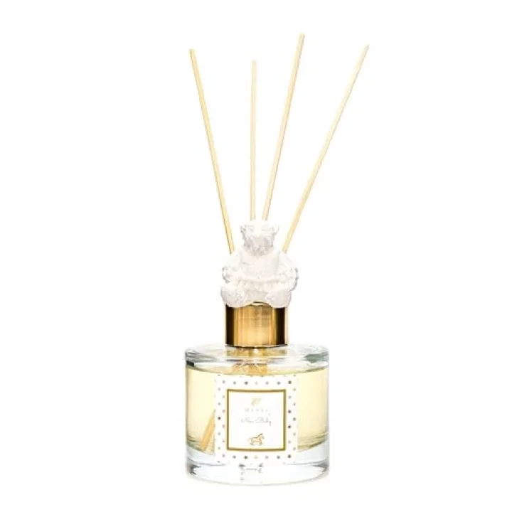 100 ml Ekru Ayıcık Seramik Taş Bambu Çubuklu Missi Baby Oda Kokusu
