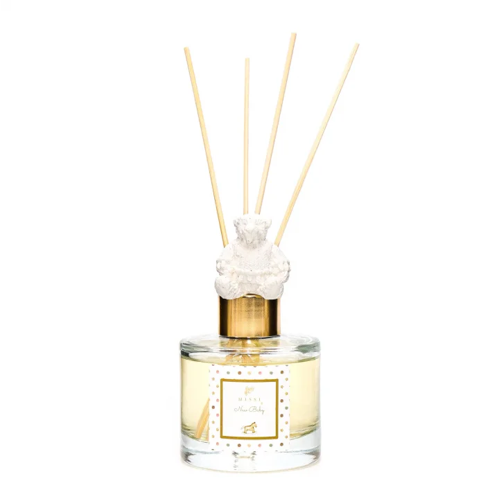 100 ml Ekru Ayıcık Seramik Taş Bambu Çubuklu Missi Baby Oda Kokusu