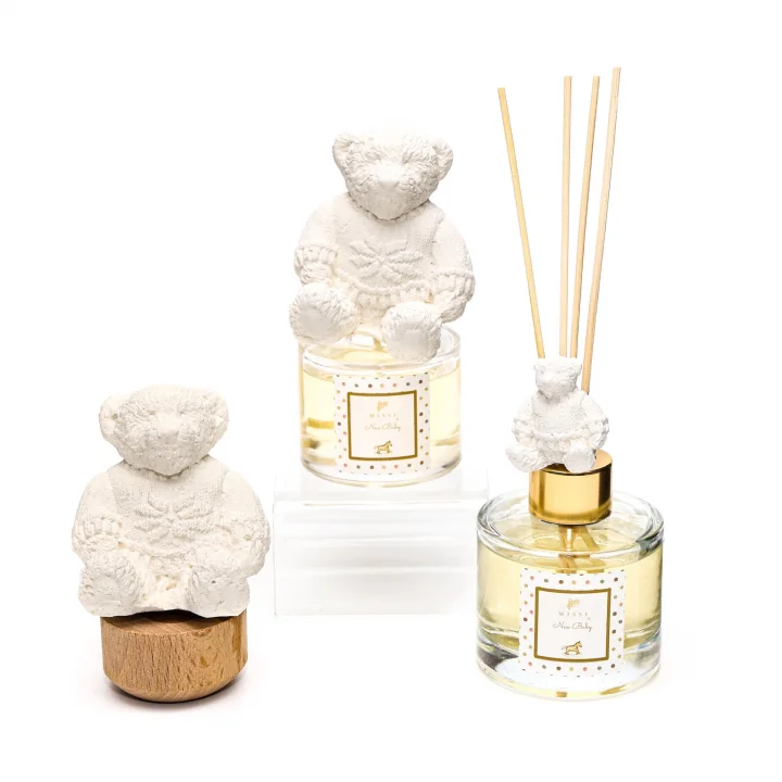 100 ml Ekru Ayıcık Seramik Taş Bambu Çubuklu Missi Baby Oda Kokusu