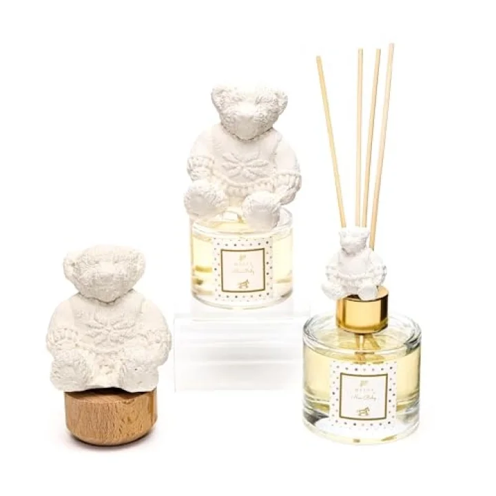 100 ml Ekru Ayıcık Seramik Taşlı Missi Baby Oda Kokusu