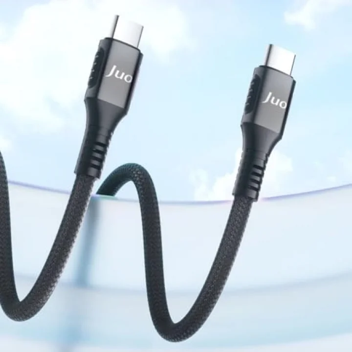 100W 5A E-Mark Çipli PD Type-C to Type-C Örgülü Hızlı Şarj ve Data Kablosu 1 Metre