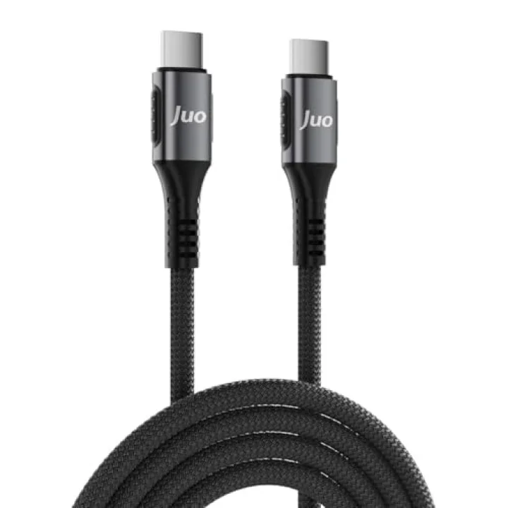 100W 5A E-Mark Çipli PD Type-C to Type-C Örgülü Hızlı Şarj ve Data Kablosu 1 Metre