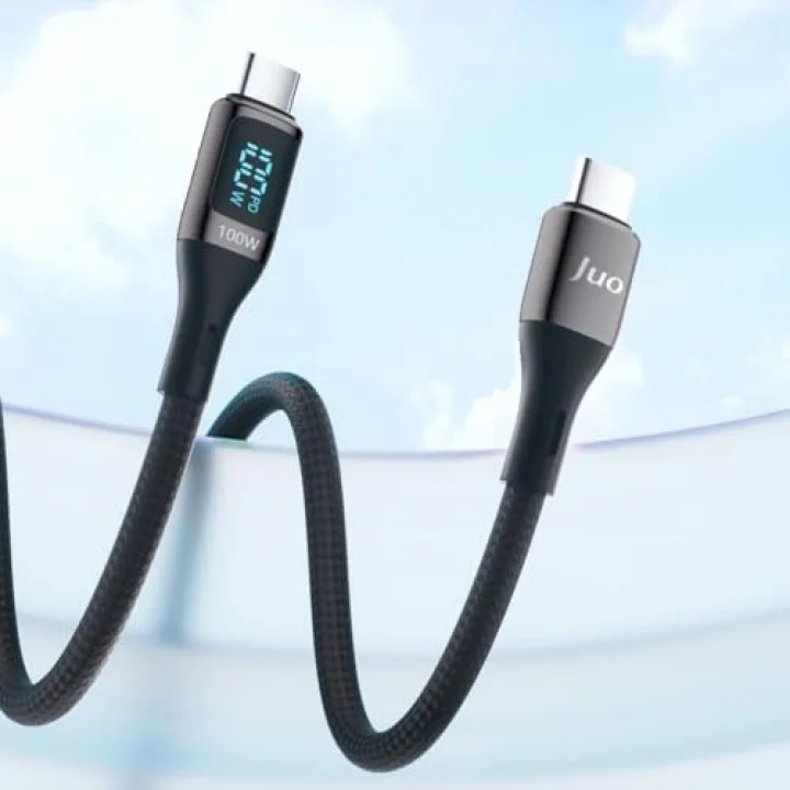 100W 5A QC4.0 Dijital Led Ekranlı E-Mark Çipli USB PD Type-C Hızlı Şarj ve Data Kablosu 2 Metre
