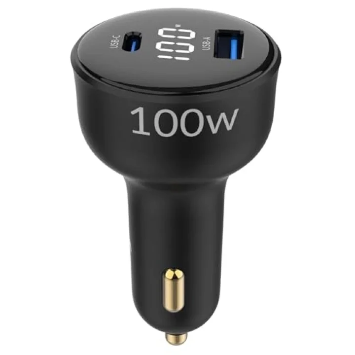 100W Led Ekranlı Type-C + USB-A Araç Şarj Aleti iPhone & Android & Notebook Araç içi Şarj Cihazı