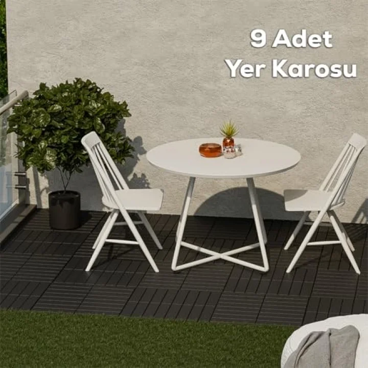 1066 Bahçe Balkon Teras Banyo Paspası 9lu Zemin Karosu Antrasit