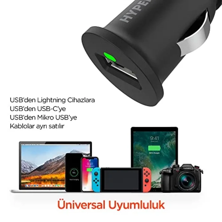 10W USB-A 2.1A Tekli Araç Şarjı, 2.1A, Siyah