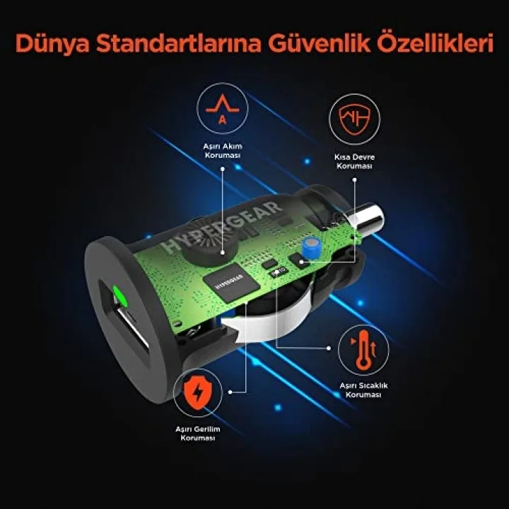 10W USB-A 2.1A Tekli Araç Şarjı, 2.1A, Siyah
