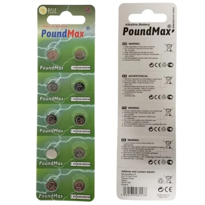 10x AG9 (LR45, LR936, 394) 1.5V - alkalin düğme piller | 1x 10lu paket