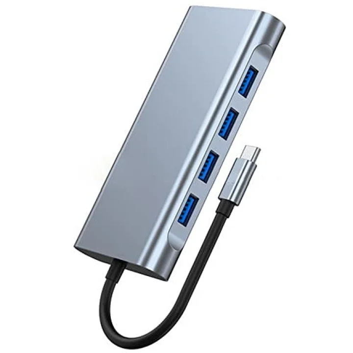 11 in 1 Type-C To USB Hub HDMI (4K),Audio/, Type-C/, 4X USB 3.0/, LAN/, VGA/, SD Card Reader Çevirici Hub 10 Port Adaptör Dönüştürücü Çoklayıcı