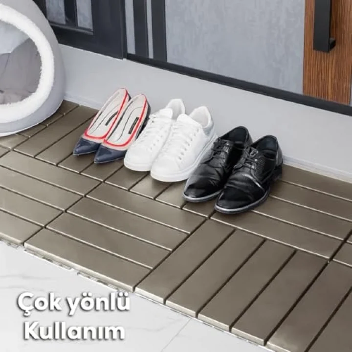 1177 Bahçe Balkon Teras Banyo Paspası 9lu Zemin Karosu Latte