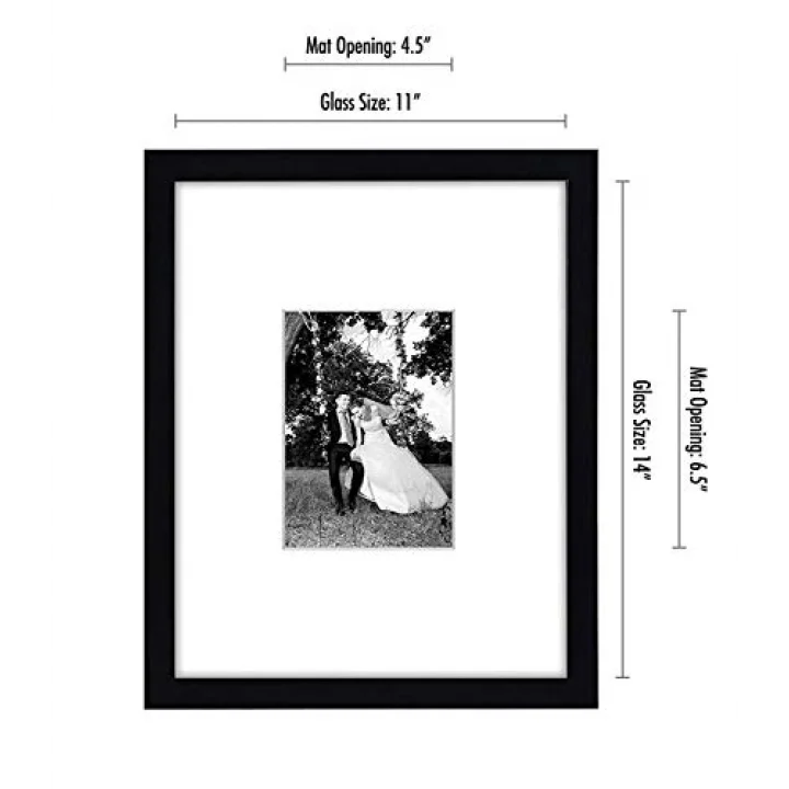 11x14 Siyah Resim Çerçevesi - 5x7 Mat ve 11x14 Mat olmadan görüntüler - Kırılmaya Dayanıklı Camlı Kompozit Ahşap - Duvar için Yatay ve Dikey Formatlar