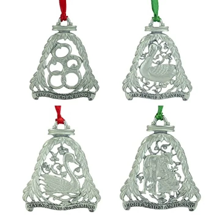 12 Günlük Noel Süs Seti, 12li Metal Süs Seti, 7,7 cm, Abbey & CA Gift