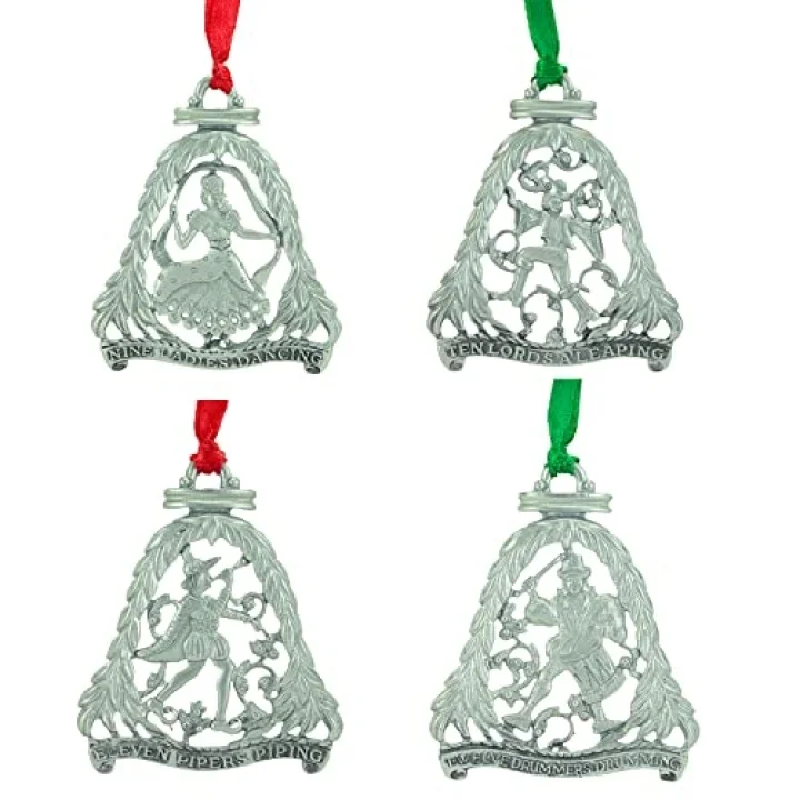 12 Günlük Noel Süs Seti, 12li Metal Süs Seti, 7,7 cm, Abbey & CA Gift