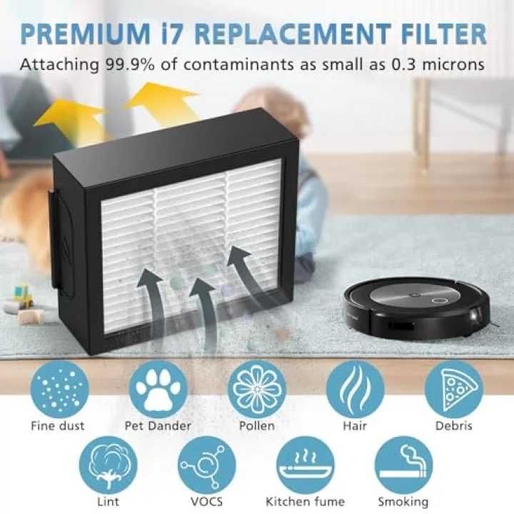 12 paket yedek HEPA filtre iRobot Roomba evo, i, e, j Serisi: E5 E6 E7 i1 i3 i4 i5 i6 i7 i8 j7 ve All Plus Sürüm Robotik Süpürgeler (DEĞİL FOT J7+)