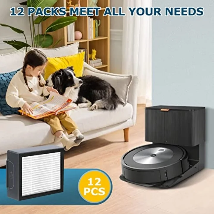 12 paket yedek HEPA filtre iRobot Roomba evo, i, e, j Serisi: E5 E6 E7 i1 i3 i4 i5 i6 i7 i8 j7 ve All Plus Sürüm Robotik Süpürgeler (DEĞİL FOT J7+)