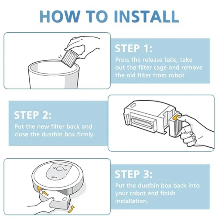 12 paket yedek HEPA filtre iRobot Roomba evo, i, e, j Serisi: E5 E6 E7 i1 i3 i4 i5 i6 i7 i8 j7 ve All Plus Sürüm Robotik Süpürgeler (DEĞİL FOT J7+)